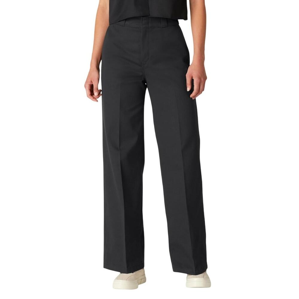Dickies Women's Wide Leg Work Pants Black Size 10 Regular Workwear High Rise - Picture 2 of 6